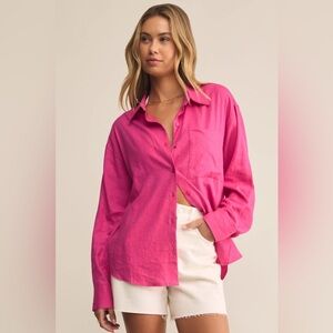 NWT Z Supply Alfie Button Up Shirt in Island Pink